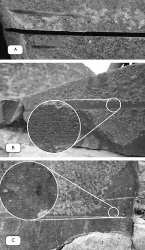 Figure 10.15. Collection of photographs from the basalt pavement near the Great Pyramid