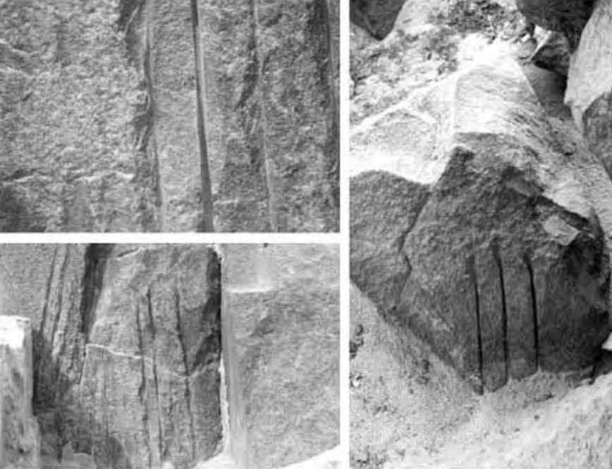 Figure 10.19. Slots sawed into basalt blocks