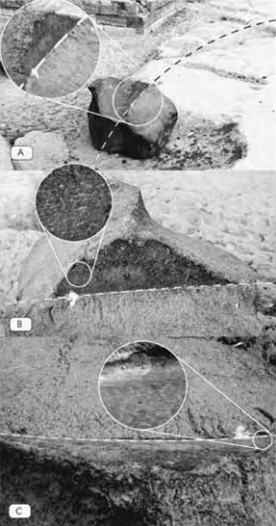 Figure 10.24. Evidence of circular cutting tools on the Giza Plateau