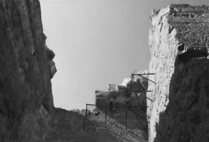 Figure 10.3. Looking up to the top of the pyramid from the bottom of the pit