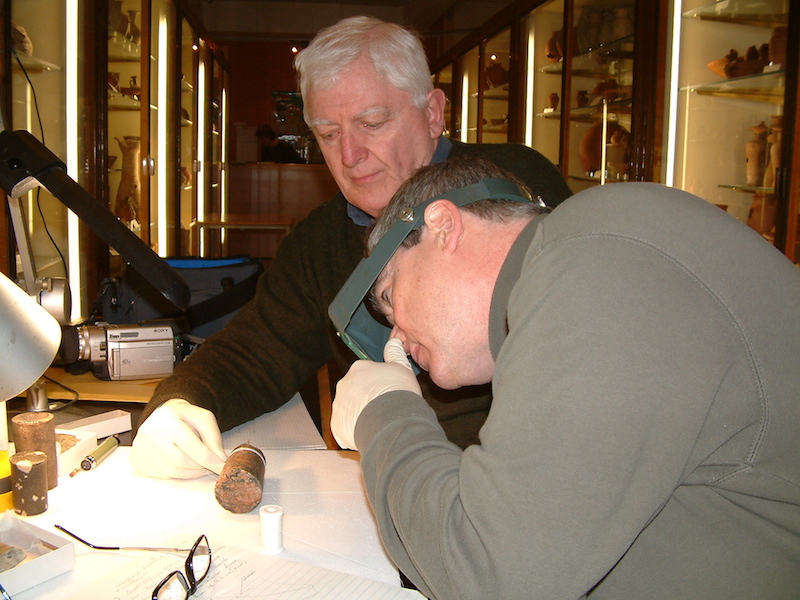 Figure 14. Geologist Malcom McClure wraps the thread