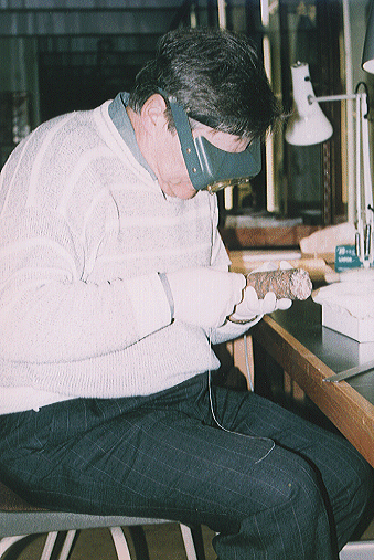 Figure 13. Chris Dunn beginning to examine Core 7 in the Petrie Museum