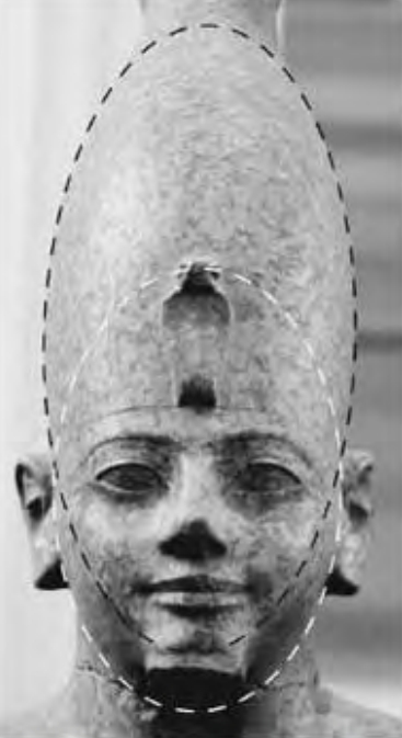Figure 4.11. Red granite figure of king from the temple of Karnak with elliptical design