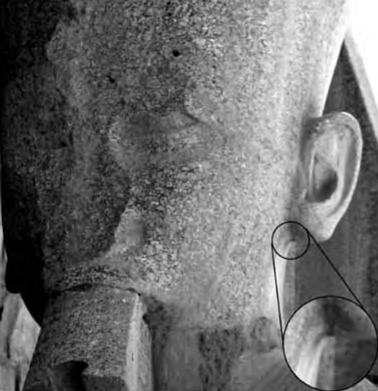 Figure 4.5. Karnak Ramses' tool marks beneath the ear from the front