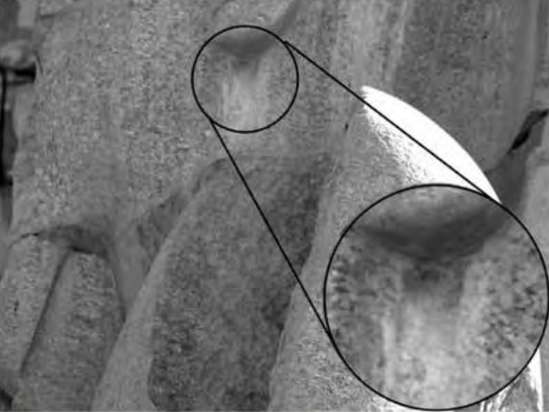 Figure 4.6. Karnak Ramses' tool marks beneath the ear from the side