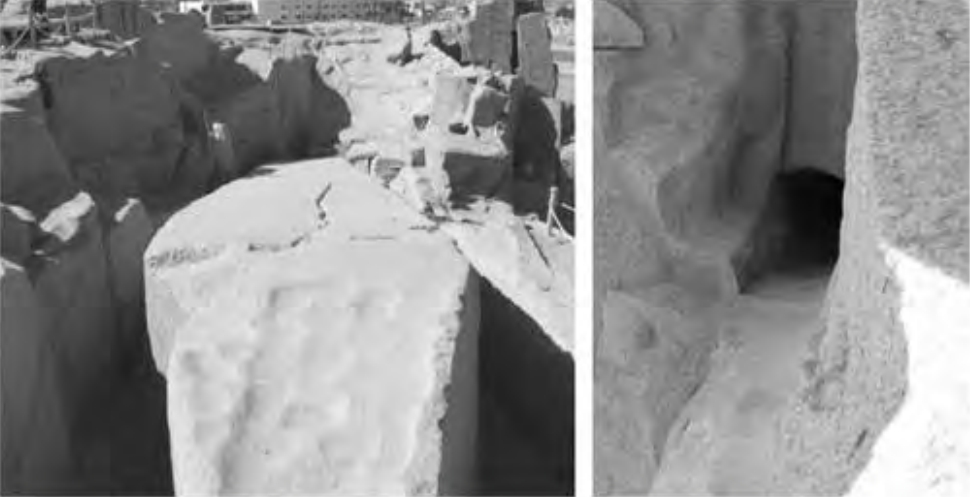 Figure 5.6. The Unfinished Obelisk at Aswan with evident quarry marks (Photograph courtesy of Dan Hamilton)