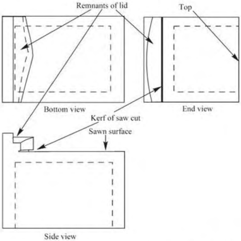 Figure 5.9. Drawing of box in Cairo Museum with remnants of a lid on the bottom