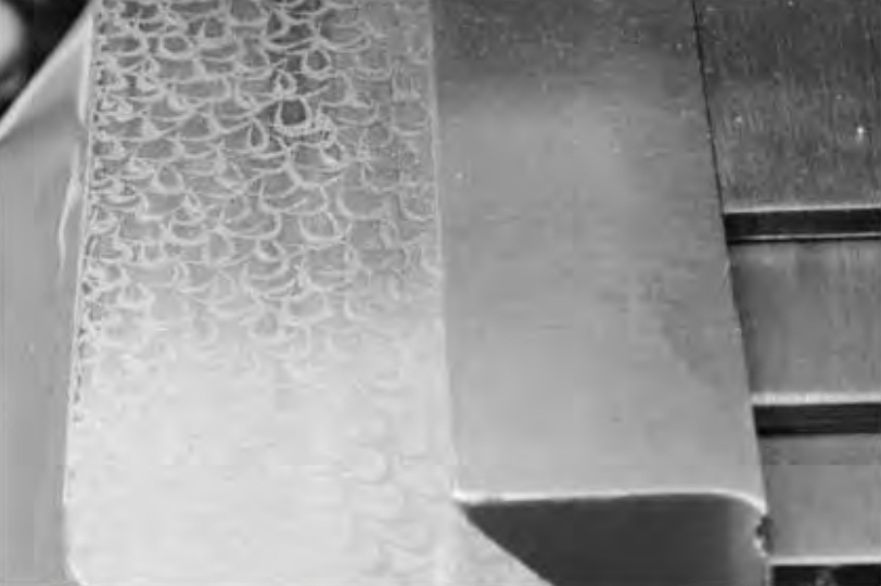 Figure 6.4. Appearance of slideway frosted for improved oil retention. Photograph by Glenn McKechnie, September 2005