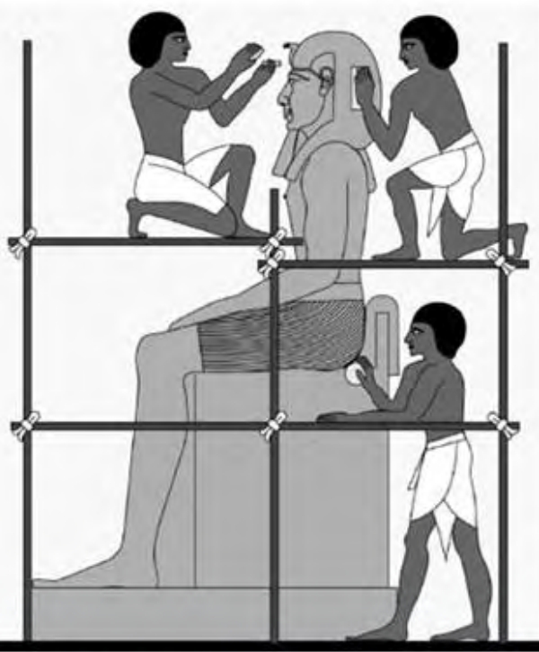 Figure 9.7. Depiction of a statue being worked on in the tomb of Rekh-mi-rē at Thebes